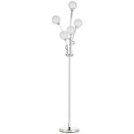 HOMCOM 5-Light Upright Floor Lamps for Living Room with K9 Crystal Lampshade, Modern Standing Lamp for Bedroom, (Bulb not Included), Silver