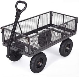 Heavy Duty Garden Cart, 1200 LBS Capacity Steel Utility Wagon with 13" All-Terrain Pneumatic Tires & Removable Mesh Sides for Lawn, Yard, Farm, Grey