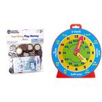 Learning Resources LSP2629MUK UK Pound Sterling Play Money for Kids, Maths, Counting Toy Pack, Multicoloured & Premier Stationery Clever Kidz Magnetic Clever Clock as mentioned H2754992