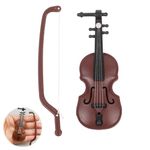 Tiny Violin, World'S Smallest Violin, Miniature Violin With Bow Stand Support, Mini Violin Small Violin Musical Instrument Models for Dollhouse Home Office Decor