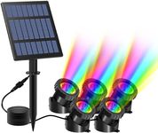 T-SUN Solar Pond Lights, 5 Headlamp RGB LED Spotlights Color Changing Submersible Fountain Lights, Underwater Solar Fish Tank Light Adjustable Lighting Angle for Garden Fountain, Pond, Pool Decoration