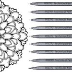 BRUSTRO Technical Pen Fineliner Set| Black| Ideal for Doodle,Mandala,Fineart,Architecture,Technical Drawing,Illustrations,Waterproof | Tip Size- 0.05|0.1|0.2|0.3|0.4|0.5|0.6|0.8 mm| & Brush - Set of 9