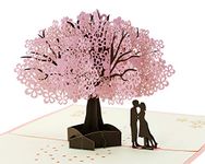 Penta Angel Handmade Cherry Blossom Card Pop Up 3D Flower Card Romantic Greeting Anniversary Wedding Valentine Birthday Gift Card Blank Stationery Paper Card for Her Him Husband Wife