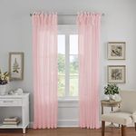 Elrene Home Fashions Jolie Crushed Semi-Sheer Window Curtain, Adjustable Tie-Top Single Panel, 52" x 108" (1 Panel), Blush