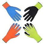 HANDLANDY 2 Pairs Kids Garden Gloves for age 2-3, age 4-5, age 6-13, Foam Rubber Coated Gardening and Work Gloves for Girls Boys（4XS,age 2-3）