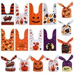 FEPITO 80 Pcs Halloween Candy Bag, Rabbit Ears Packaging Bag for Home, Bakery, Baking, Cookies, Candy, Pastries, Cakes, Candy Cookie Goodies Gift Favor Halloween Party Supplies