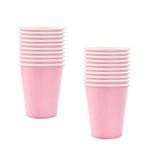 ATBEAMEN 16PCS Baby Pink Paper Cups,Disposable Paper Cup Solid 9oz Paper Cups Tableware Birthday Decorations Party Cups Party Drinking Cups for BBQs,Christmas,Picnic,Baby Shower,Party Cups Supplies