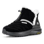 FitVille Women Winter Snow Boots Waterproof Fur Lined Warm Ankle Boots Outdoor Non-Slip Thermal Booties Shoes, Black, 8.5 X-Wide