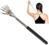 TRIXES Back Scratcher - Extendable Telescopic Handle - Stainless Steel Skeleton Hand - Back Massager -Body Massager Head Scratcher - Cool Gadget - Funny