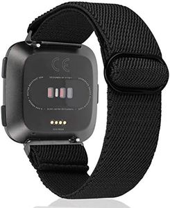 TOYOUTHS Compatible with Fitbit Versa 2 Bands for Women Men Adjustable Elastic Nylon Fabric Strap Replacement for Versa Lite Edition/Versa 1 Watch Stretchy Solo Loop Bracelet Wristband, Black