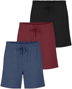 3 Pack: Men's Big and Tall Cotton Jersey Knit Shorts Sleep Bottoms Sleepwear PJ Pijama Para Hombres Drawstring Waistband Pockets Modal Button Fly Essentials Lounge Pajama PJ - Set 1, 3X