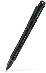 MecArmy TPX25 Titanium Luxury Pen, Edc Keychain Pen with Unique Anti-Tilt Shell Fluorescent Bar Pocket Clip for Office Writing, Waterproof Multitool with Glass Breaker for Emergency gifts (PVD Black)