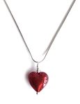 Diana Ingram necklace with red Murano glass small heart pendant on Sterling Silver snake chain