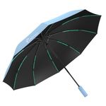 ANYCHO Umbrella 3 Fold - Automatic Umbrella for Women and Men -Folding Umbrella with 50 Sturdy Ribs - UV Protect 3 Fold Umbrella for Women (Blue)