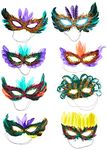 Rhode Island Novelty Mardi Gras Feather Masks | 50 Piece Assortment