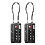 Fosmon Luggage Locks TSA Approved, 4-Digit Combination Travel Padlock, Open Alert Indicator, Flexible Cable, Zinc Alloy Body TSA Lock for Suitcase Backpack Bag Case Gym Locker Outdoor, 2-Pack Black