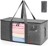 Double R Bags Large Capacity Storage Moving Bags Organizer for Clothing Blanket Bedding Books Document Toy Storage Heavy Duty With Sturdy Strong Handles Zippers Clear Window (10, Grey)