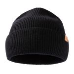 TOP-EX Large Winter 100% Merino Wool Beanie Hat Men Women for Big Heads Warm Thermal Wooly Hats for Running Golf Cold Weather Black XL XXL 3XL 62-67CM