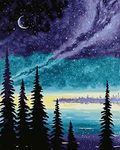 KOSE Paint by Numbers for Adults Beginner & Kids, DIY Oil Painting Kit on Canvas with Paintbrushes and Acrylic Pigment, Arts Craft for Home Wall Decor- Night Lake 16"W X 20"L