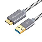 CableCreation USB 3.0 to Micro B Cable for External Hard Drive, 6.6 FT, Short USB 3.0 A to Micro B Cord, Compatible with Seagate External Hard Drive, HD Camera, Space Gray Aluminum