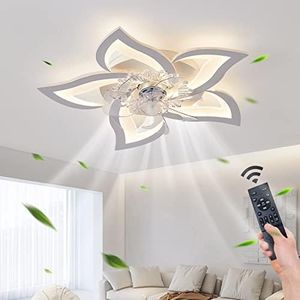 OLUZO 69CM Low Profile Ceiling Fans with Lights and Remote/APP Control,3 Light Color Changes，6 Wind Speed Modes,Flush Mount Ceiling Fan Light,Modern Ceiling Light with Fan for Bedroom/Study/Office