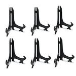 Tincogo 8" Black 6pcs/set Plastic Easels Plate Display Stands Picture Frame Stand Holder