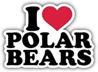 DG Graphics I Love Polar Bears Slogan Art Decor 5'' x 4'' Vinyl Decal Sticker Wall Window Any Smooth Surface