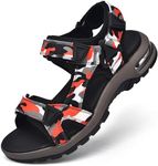 visionreast Mens Athletic Sandals Open Toe Hiking Outdoor Non-slip Sandals Air Cushion Sport Casual Beach Sandals, E_white and Red, 9.5