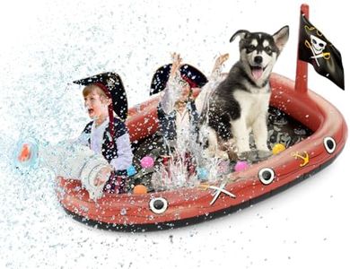 Jasonwell Inflatable Kiddie Pool Sprinkler - Splash Pad for Kids Toddler Pool Outside Children Ball Pit Pirate Ship Baby Pool Swimming Wading Pool Summer Outdoor Water Toys for Boys Girls Dogs