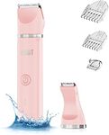 AIBRIT PRO Electric Bikini Trimmer for Women - 2 in 1 Electric Lady Clipper Pubic Hair Groomer Painless Hair Removal Razor Body Shaver, Portable Ladies Shaver with 2 Trimmer Heads, IPX7 Waterproof