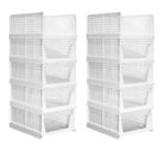 HOLLIO Large Clothes Organizer For Wardrobe Cupboard Organizer For Clothes Foldable And Stackable Closet Organizer Storage Box For Clothes (12 TIER, White)