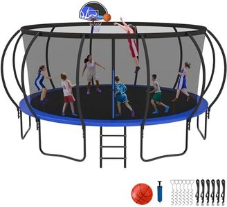 Kacho 14FT Tranpoline with Basketball Hoop Large Weight Capacity ASTM Approved, No-Gap Design 14' Tranpolines with Ladder and Galvanized Anti-Rust Coating for Kids Adults Family