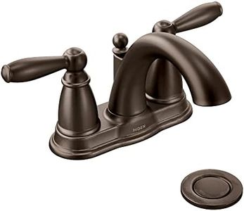 Moen Brantford Oil Rubbed Bronze Two-Handle Low Arc Centerset Bathroom Faucet with Drain Assembly, 6610ORB