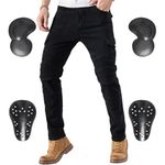 CTBQiTom Men's Motorcycle Pants | Stretch Comfort & Removable CE2 Armour for Daily Commuting and Adventure Riding Black