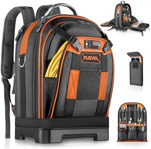 Heavy Duty Tool Backpack, HVAC and Electrician Construction Work Bag for Men With Removable Organizer and Laptop Compartment