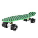 STRAUSS Cruiser Skateboard| Penny Skateboard| Casterboard| Hoverboard|Anti-Skid Board with ABEC-7 High Precision Bearings|PU Wheel with Light |Ideal for 8 Years and Above,22 X 6 Inch,(Checkered Green)