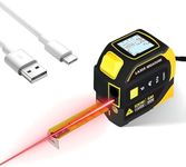 4-in-1 Laser Tape Measure, 328ft Digital Meter, Cross-Line Laser, Rechargeable, 3000 Uses/Charge, for DIY & Construction
