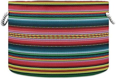 xigua Large Storage Basket Cotton Rope Basket Mexican Serape Blanket Stripes Colorful Baby Laundry Basket for Blankets Toys Storage Basket Laundry Hamper