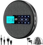 M-Amazup CD Player Portable, Rechargeable Portable CD Player with Dual Speakers and Anti Skip,CD,USB,AUX,LCD Display,Backlit Button,5 EQ,A-B Repeat,10 Speeds for Home Car Fabric, Black