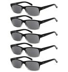 Eyekepper Mens Reading Sunglasses-5 Pack Grey Tinted Lens Glasses for Men Reading Under The Sun +3.25