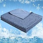 CHOSHOME Cooling Blanket for Summer 150x200CM Cooling Blanket for Bed with Arc-chill Q-MAX=0.45 Cooling Fiber Summer Blanket with Double-sided Design Lightweight Cool Blanket for Night Sweats Blue