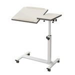 TigerDad Over Bed Table with Wheels Adjustable | Rolling Laptop Table Overbed Desk Hospital Tray Table Sofa Chair Side Table for Home Office (White)