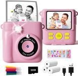 GKTZ Instant Print Camera for Kids - 1080P HD Instant Print Photo - Christmas Birthday Gifts for Age 4 5 6 7 8 9 10 Girls Boys - Portable Toy with 3 Rolls Photo Paper, 32GB Card, 5 Color Pens - Pink