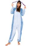 Disney Eeyore Onesie for Women | Eeyore Costume Adult | Womens Fleece Pyjamas | Official Winnie The Pooh Merchandise | Blue | Medium