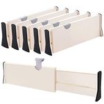 Drawer Dividers Organizer 5 Pack, Adjustable Separators 4" High Expandable from 11-17" for Bedroom, Bathroom, Closet,Clothing, Office, Kitchen Storage, Strong Secure Hold, Foam Ends, Locks in Place