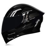 Woljay Full Face Flip Up Motorcycle Modular Helmet Integrated Motorbike Dual Visor for Adults Men Women Moped Street Racing DOT Approved (Count Black Silver - Smoke Visor, Medium)