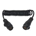 Yeeliv 13-Pin to 13Pin Coiled Extension Cable Trailer Cable, 2M Cable Wiring Connector 12V Plug Socket, Electric Trailers Trailer Plug Adapter 13 Pin for Trailer Boat Trailer Tractor caravan