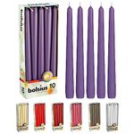 BOLSIUS 10 Inch Purple Taper Candles - 8 Hours Burn Time - Premium European Quality - 10 Pack Unscented Smokeless & Dripless Household Taper Candlesticks - Perfect for Church, Party, & Everyday Use