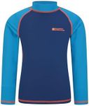 Mountain Warehouse Kids Rash Vest - UV Protection Rash Guard, Long Sleeves Childrens Rash Shirt, Flat Seams, Quick Drying, Stretch Fabric - Ideal for Swimming, Blue 5-6 Years