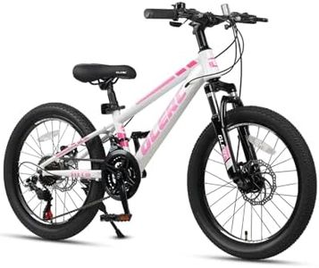 Glerc 20 Inch Kids Bike, Kids Mountain Bike for Boys and Girls Ages 6-10, 21-Speed Skyline Bicycle with Front Suspension and Disc Brakes, Pink